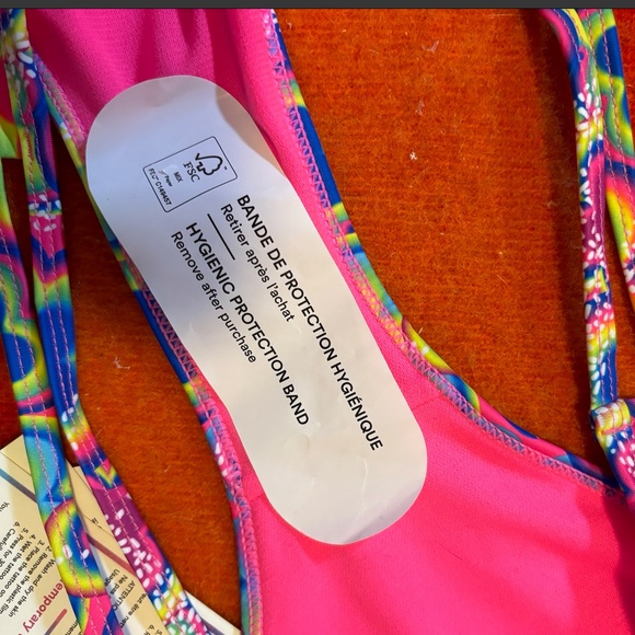 Vibrant abstract flowers double string cheeky bikini swimsuit bottom NWT - Picture 8 of 10